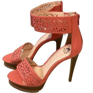 Madison by ShoeDazzle US Size 8.5 Coral High Heel Ankle Strap Gloria Sandals